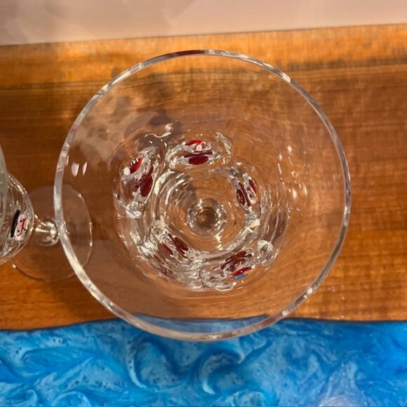 Set of (2) Crate & Barrel 8oz Blown Glass Fused Snowmen Santa Wine Goblet Glass - Picture 9 of 10